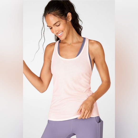 NWT Fabletics  Jess Racerback Tank in blush cream size XL - Picture 1 of 10